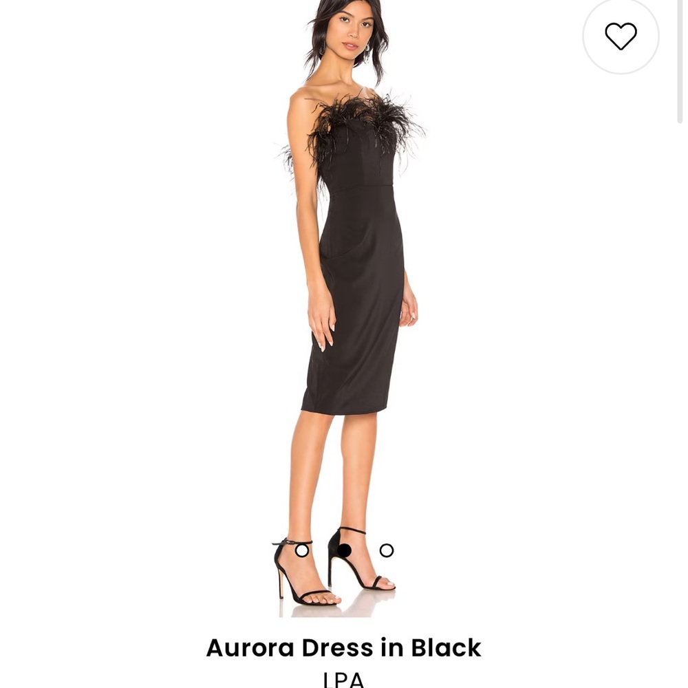 LPA Aurora feather trim dress in black - Picture 2 of 4